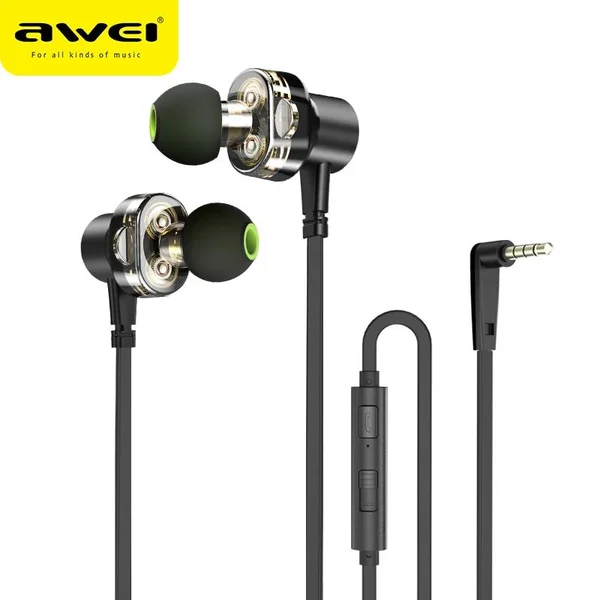 AWEI Z1 In-ear Dual Driver Unit Stereo Sound Heavy Bass Magnetic Wired Earphone