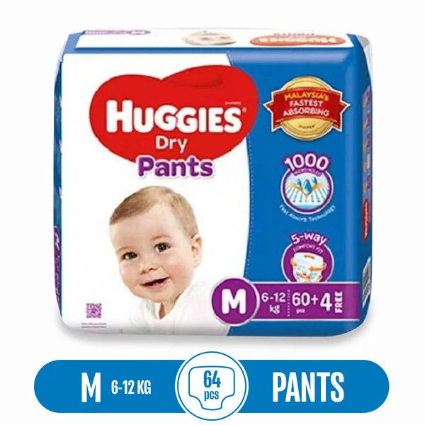 Huggies Dry Pants Diaper M(6-12)kg - 64 pcs